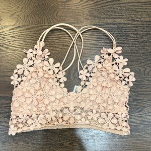 Free People Floral Lace Bralette in Blush Pink